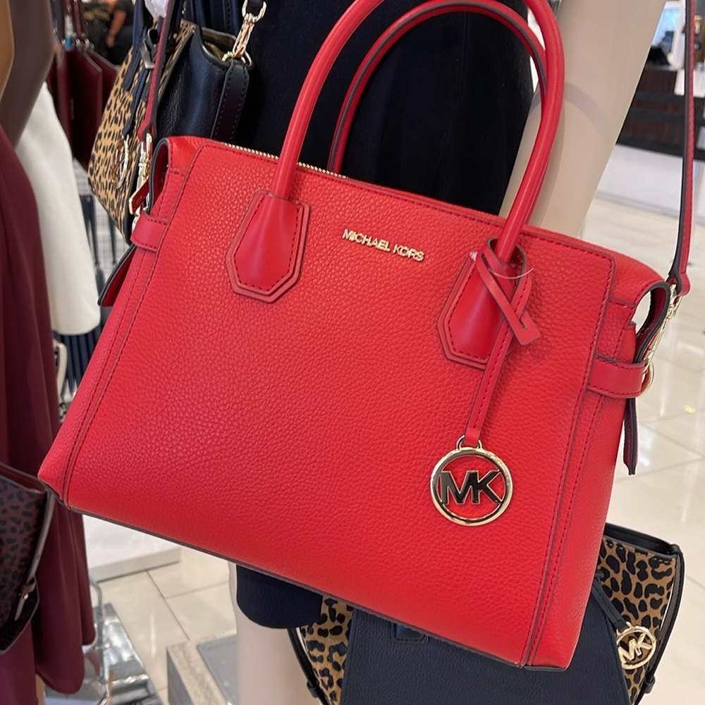 Michael Kors Mercer Medium Top-Zip Belted Satchel Crossbody Purse
BRIGHT RED
NW